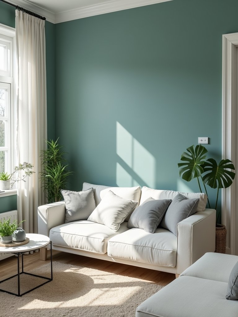 serene teal living room