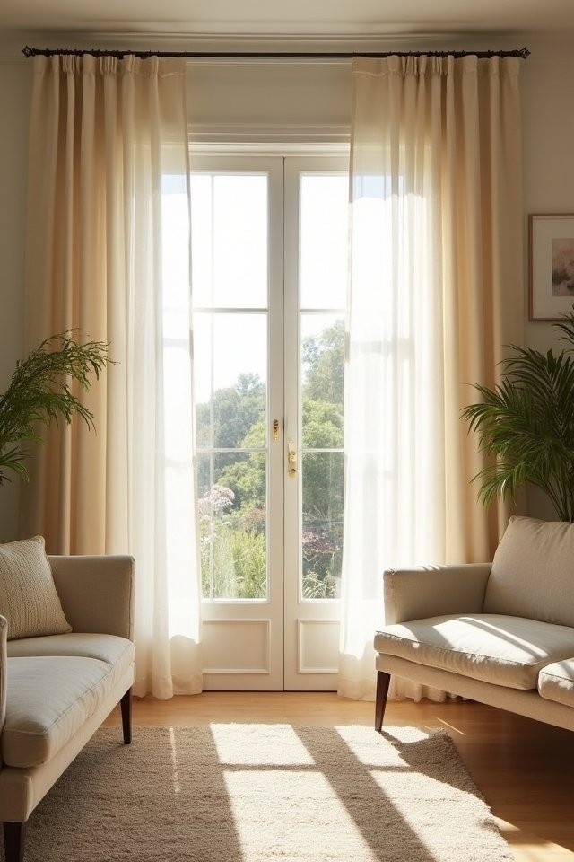 sheer beige panels enhance ambiance
