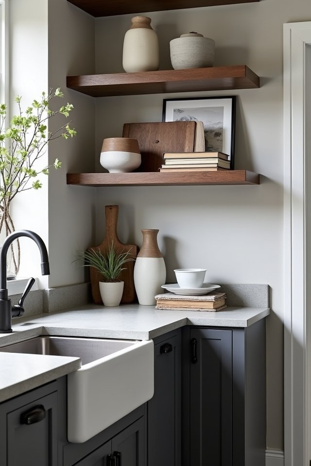 showcase decor with open shelving