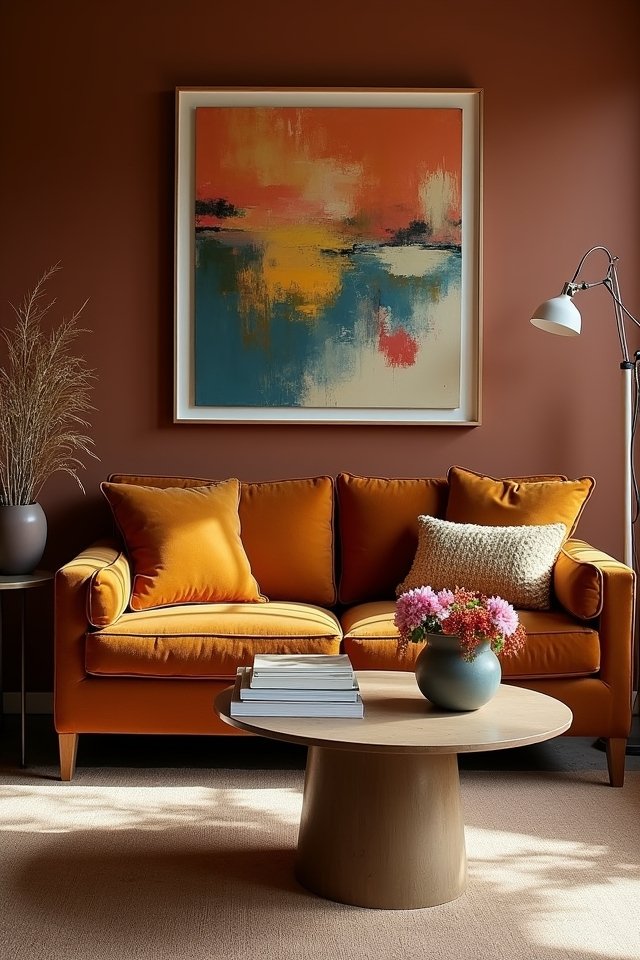 showcasing art on brown furniture