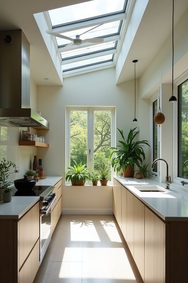 skylights brighten kitchen spaces