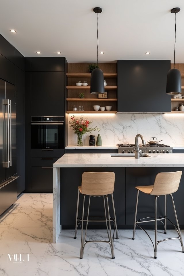 sleek charcoal kitchen elegance