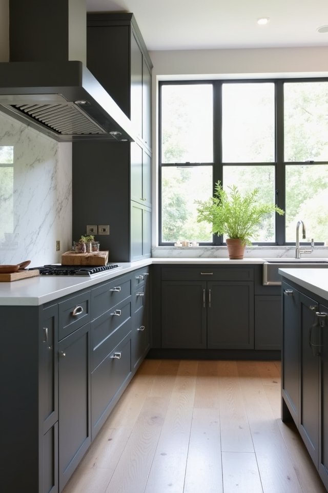sleek dark gray cabinets