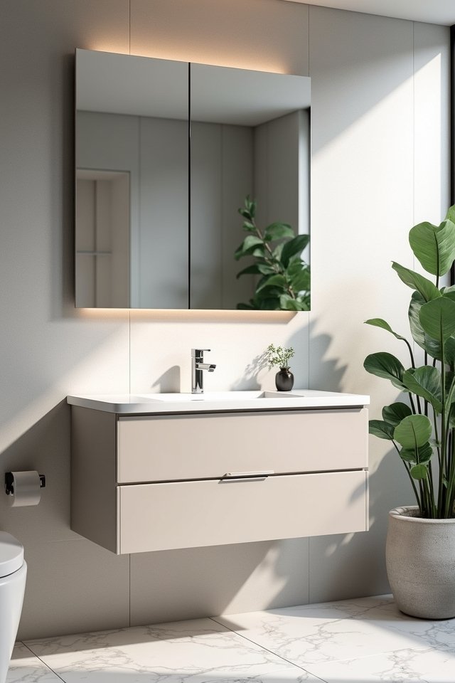 sleek floating bathroom cabinets
