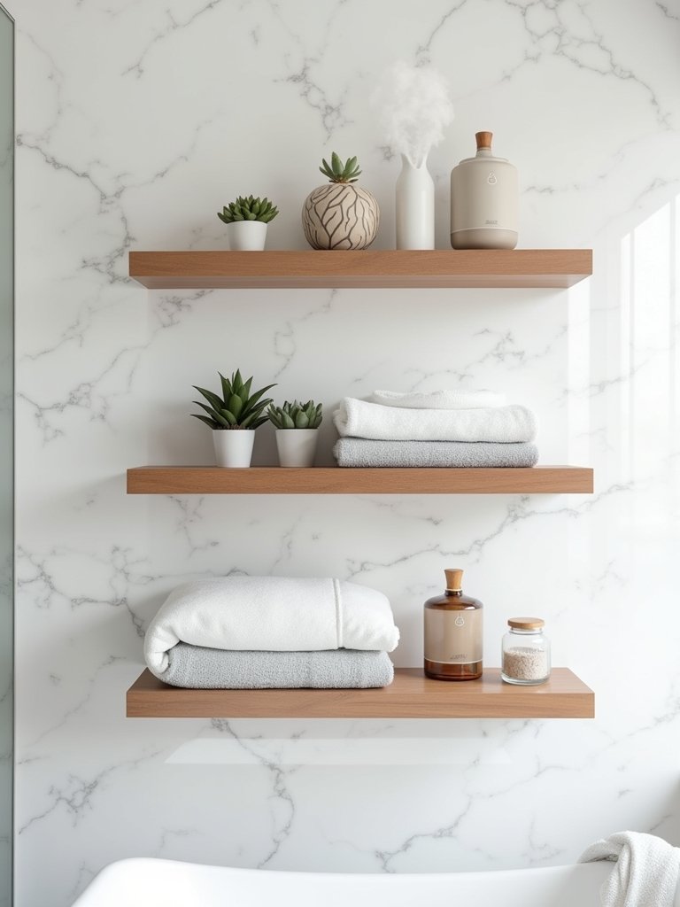 sleek floating shelves elegance