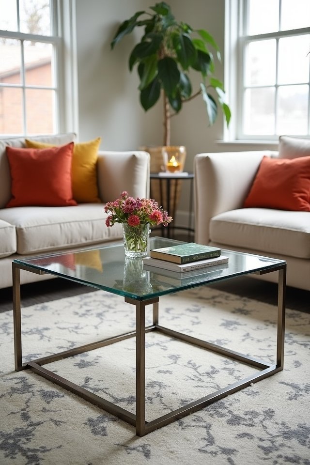 sleek glass coffee table