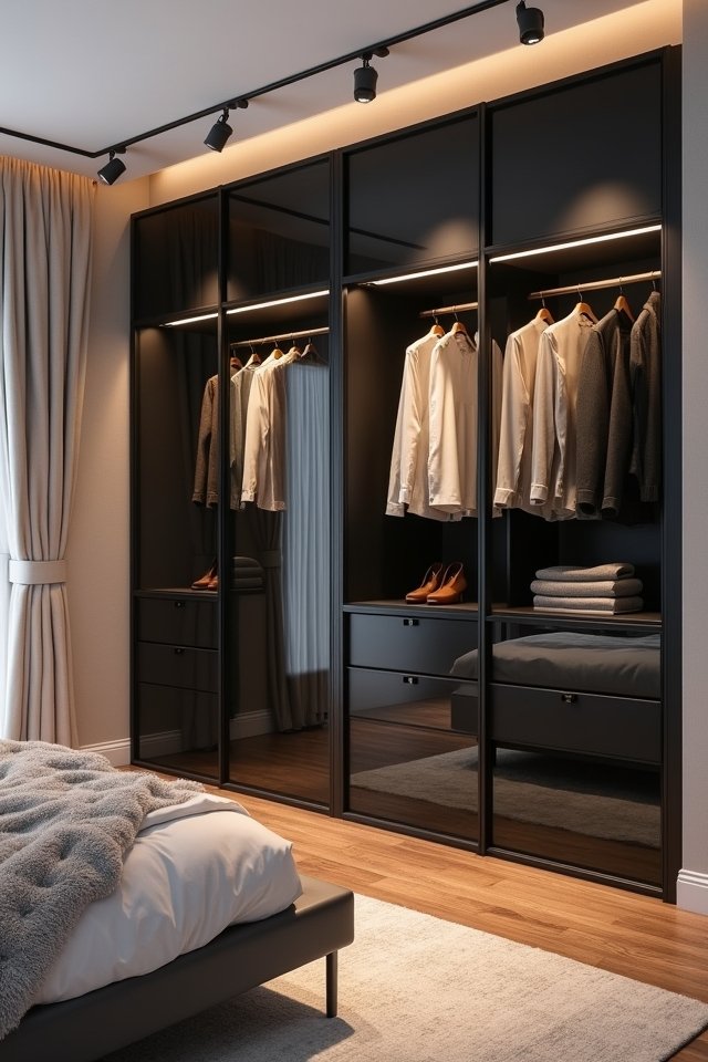 sleek glass front wardrobe elegance