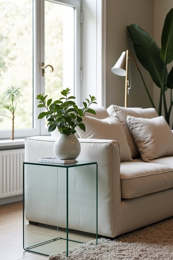 sleek glass side table