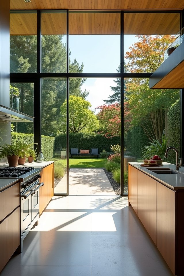 sleek glass walled kitchen elegance