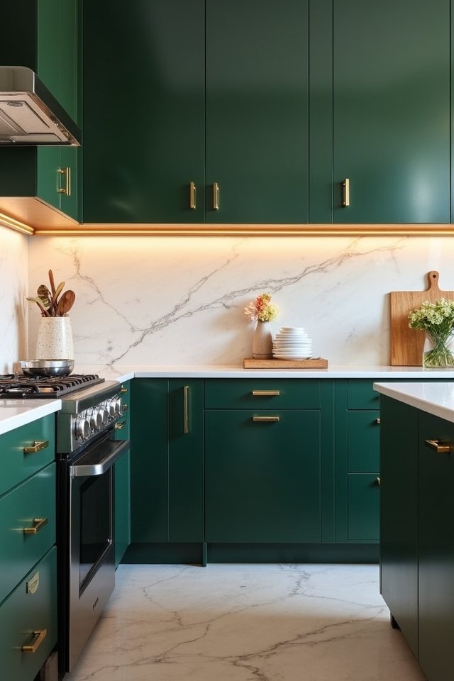 sleek green cabinets elegance
