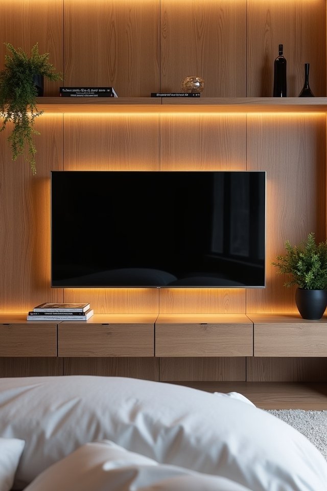 sleek integrated floating entertainment