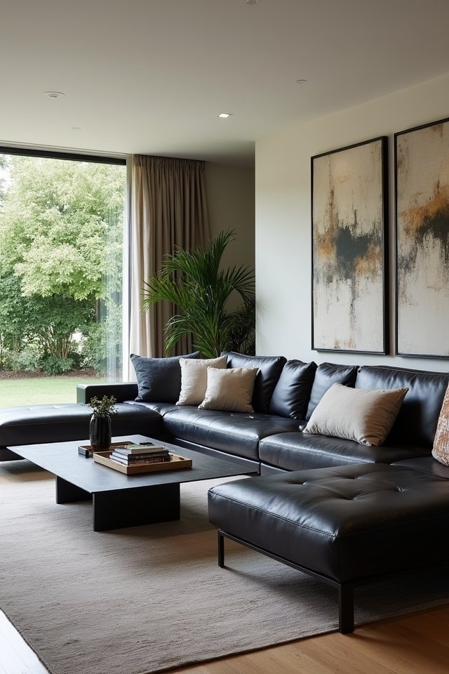 sleek leather sectional luxury