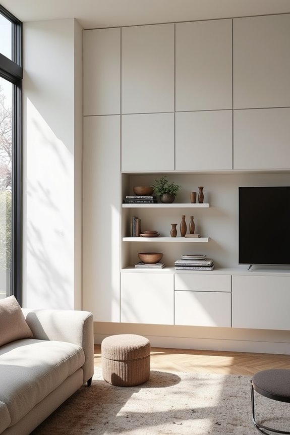 sleek minimalist floating cabinets