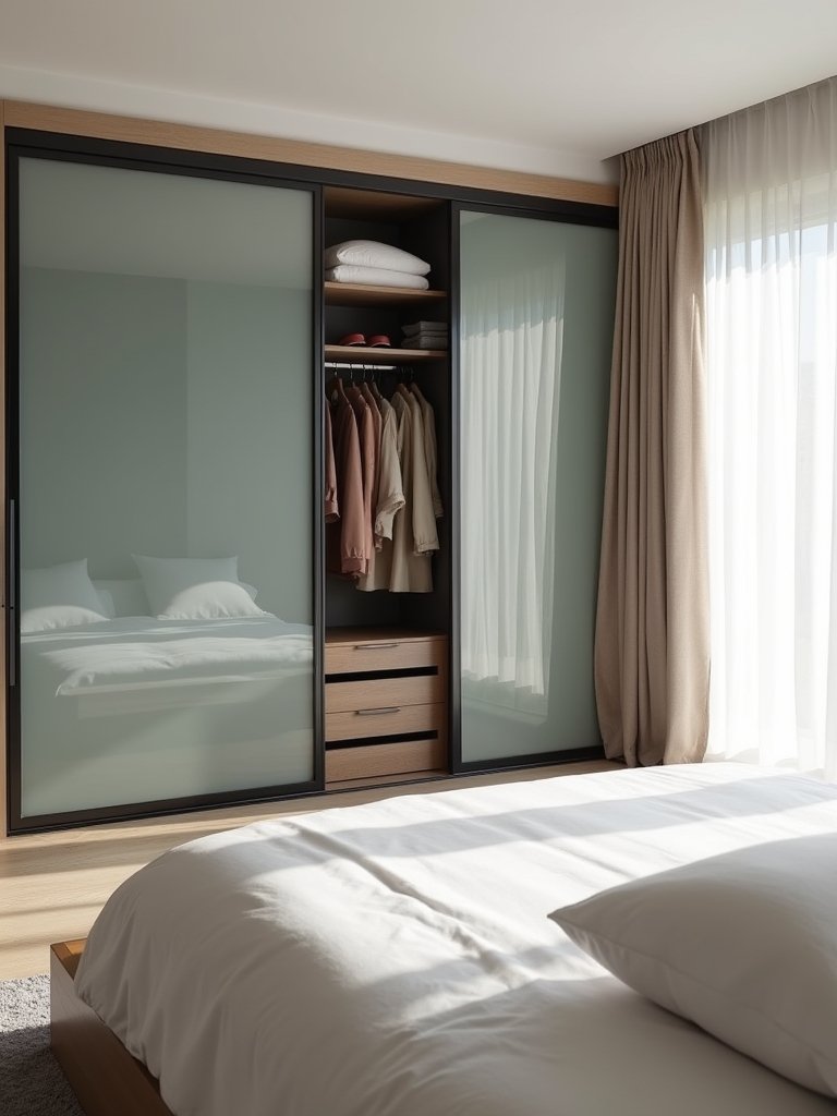 sleek minimalist glass wardrobes