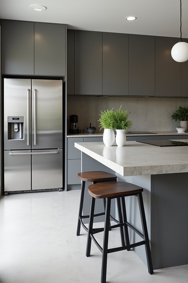 sleek minimalist grey kitchen