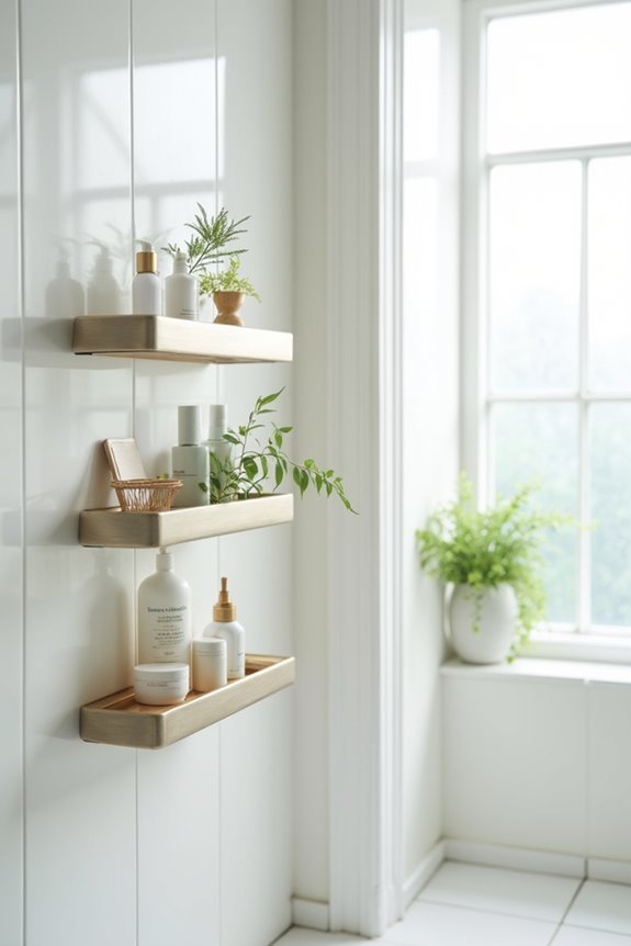 sleek minimalist shower organization