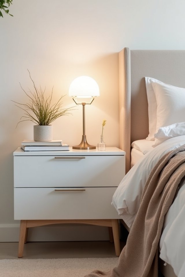 sleek minimalist white nightstands