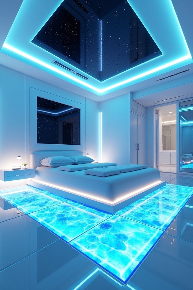 sleek modern futuristic bedroom