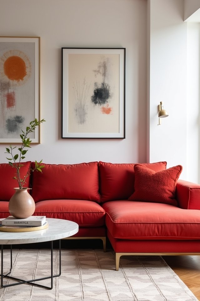 sleek red couch elegance