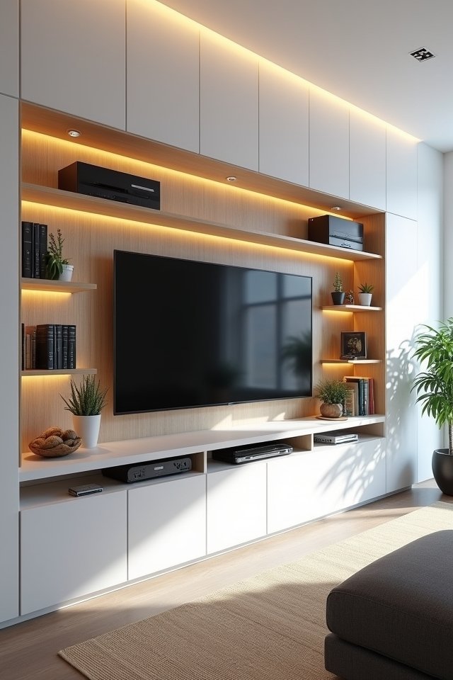 sleek storage entertainment center