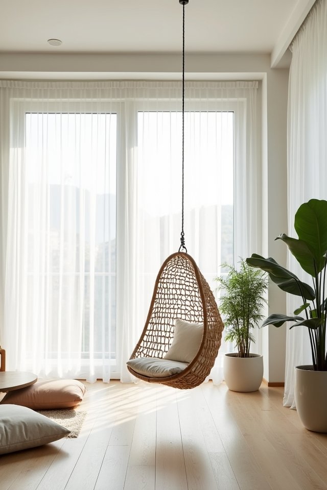 sleek suspended swing decor