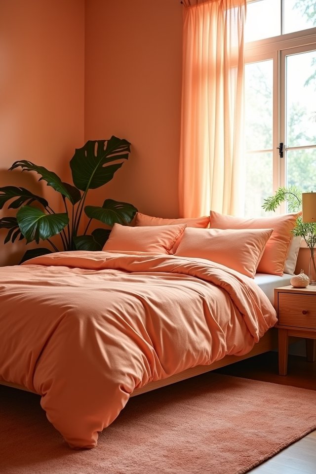 soft peach bedroom accents