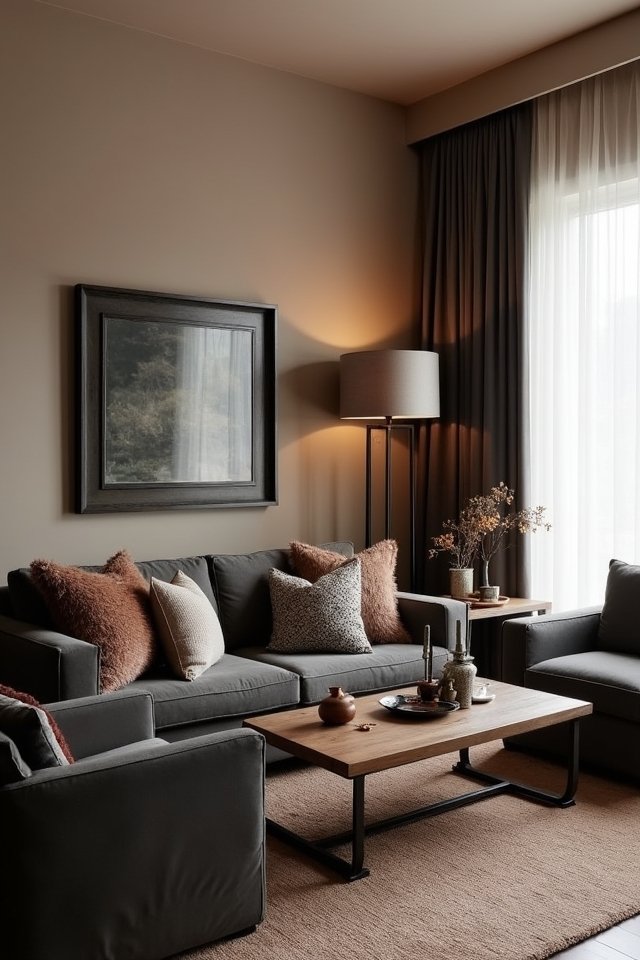 soft taupe with dark accents