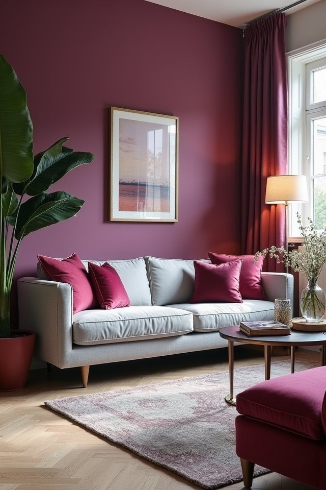 sophisticated aubergine and grey