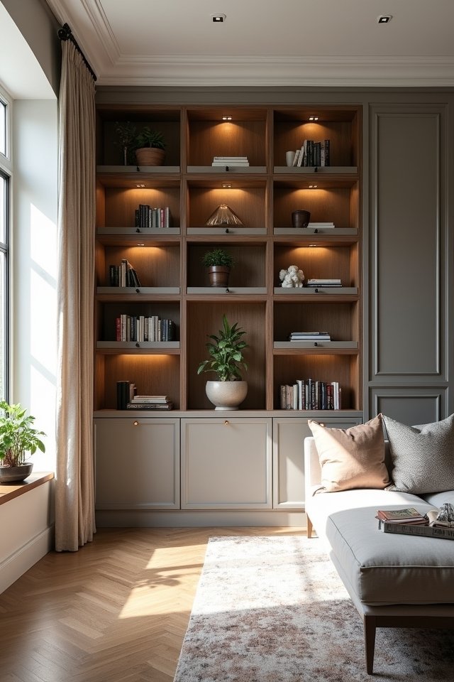 sophisticated built in bookcases