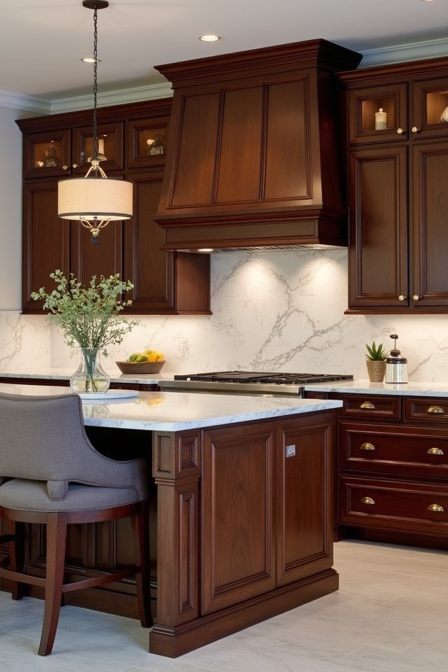 sophisticated dark sapele cabinets
