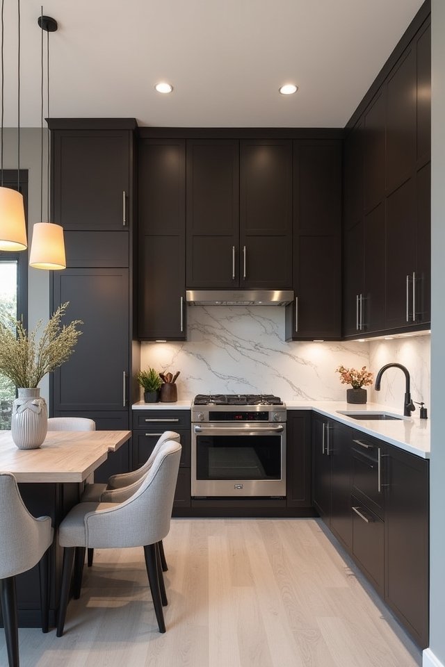 sophisticated espresso gray kitchen