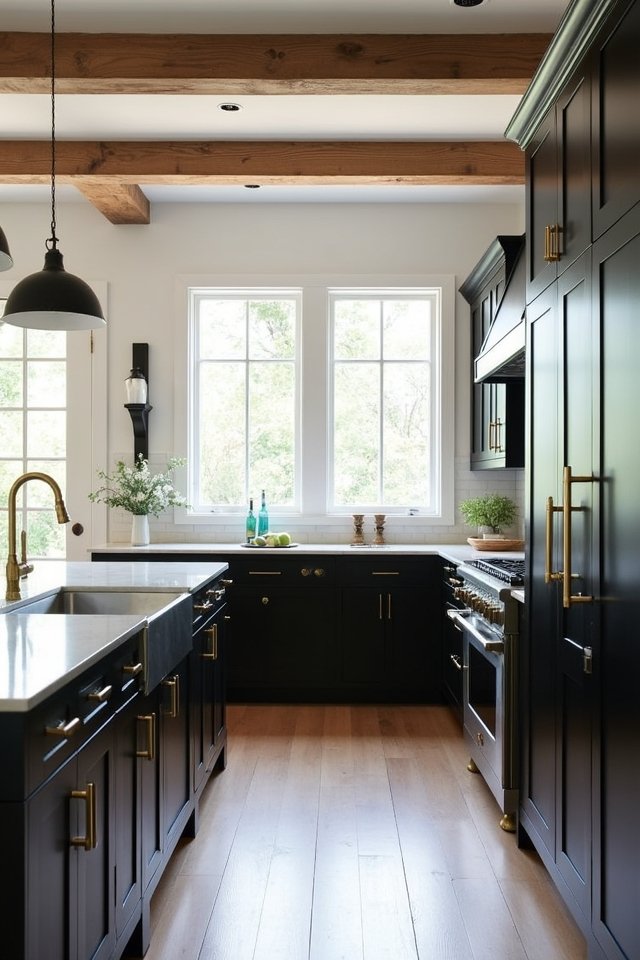 sophisticated glossy black cabinets