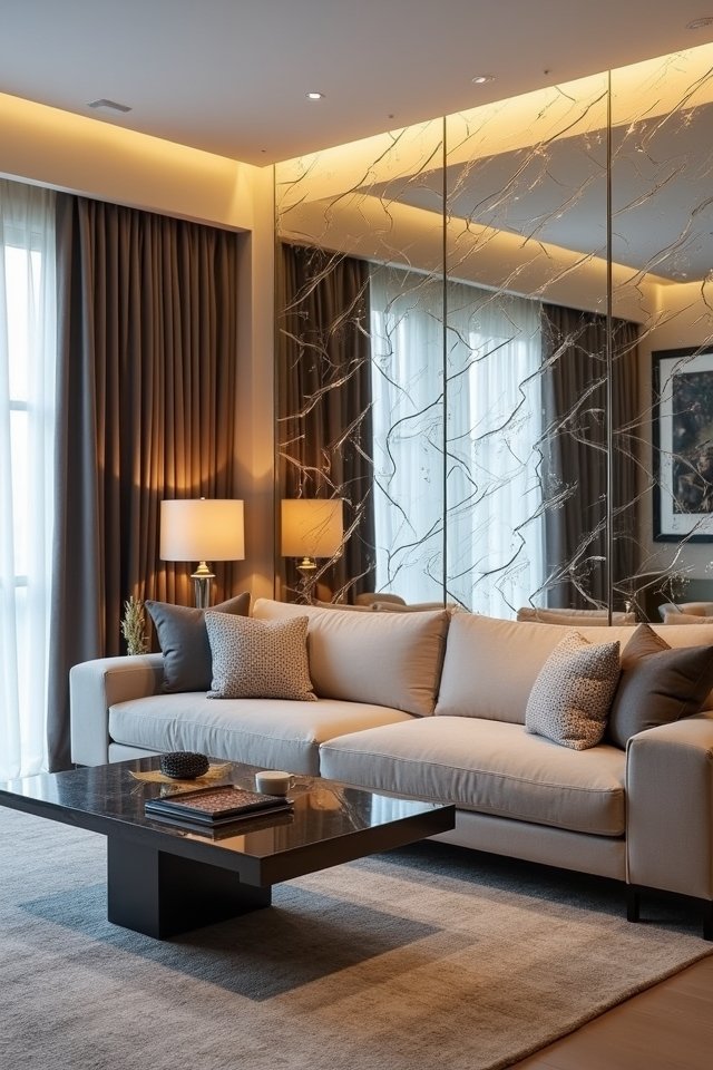 sophisticated mirrored wall tiles