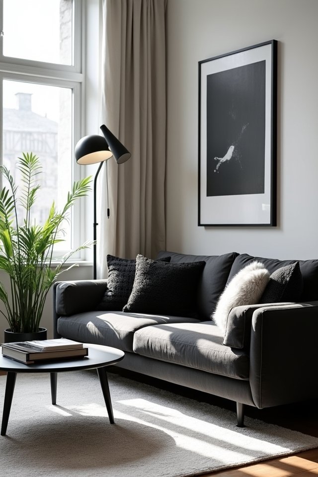sophisticated monochrome living room