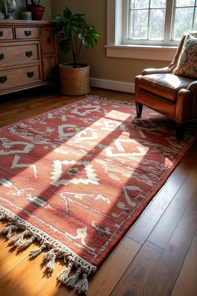 southwestern vibrant fringe rug