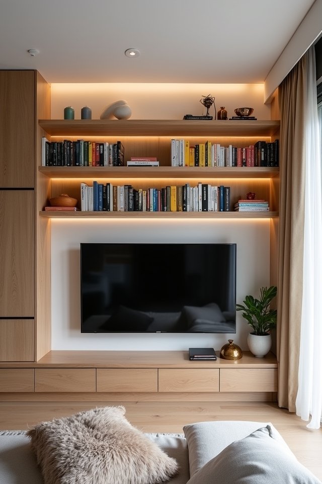 space saving floating bookshelves