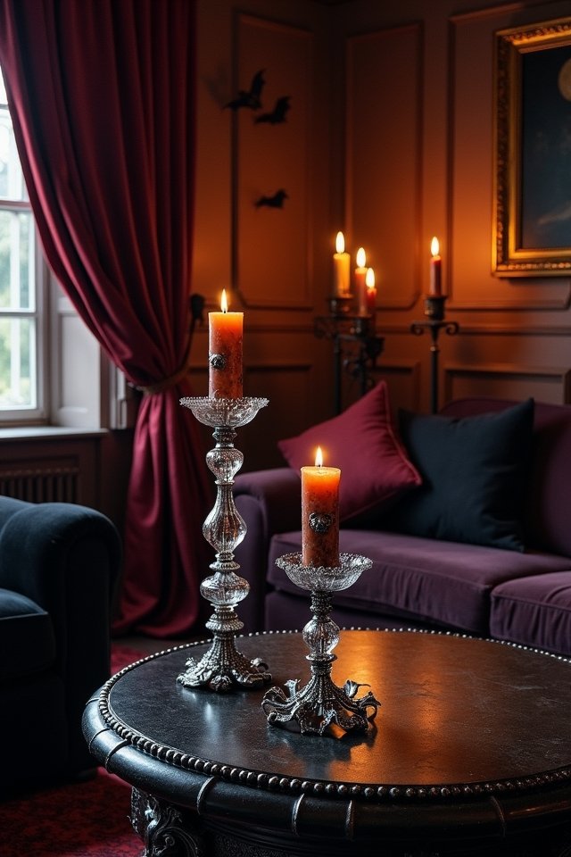 spooky cozy candle ambiance