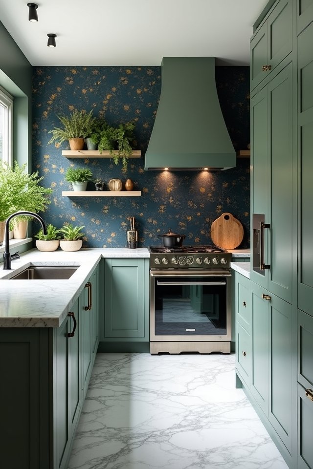 statement walls enhance cabinets