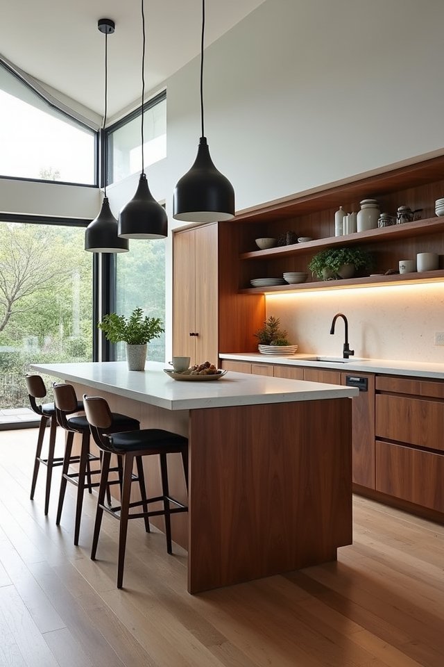 streamlined island with seating