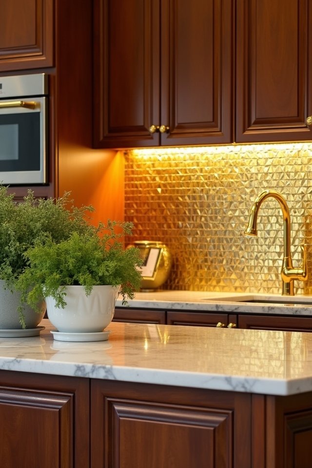 stunning gold backsplash transformation