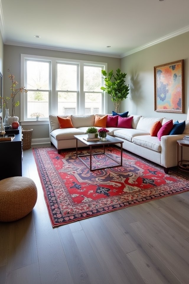 stunning rug creates warmth