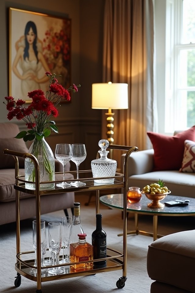 stylish bar cart setup