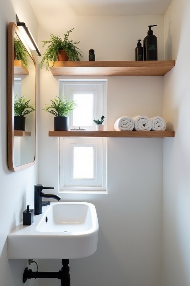 stylish bathroom floating shelves