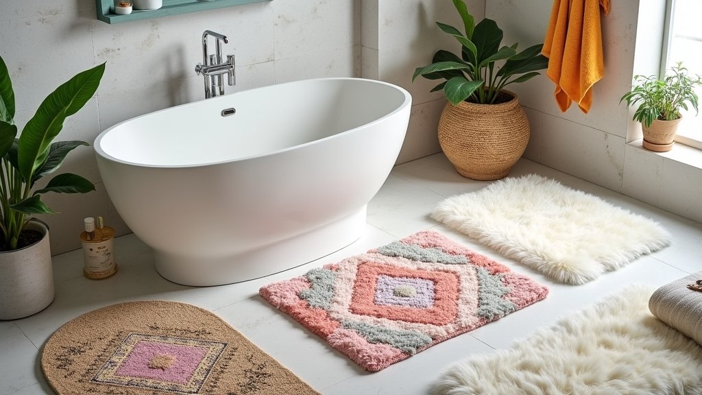 stylish bathroom rug ideas