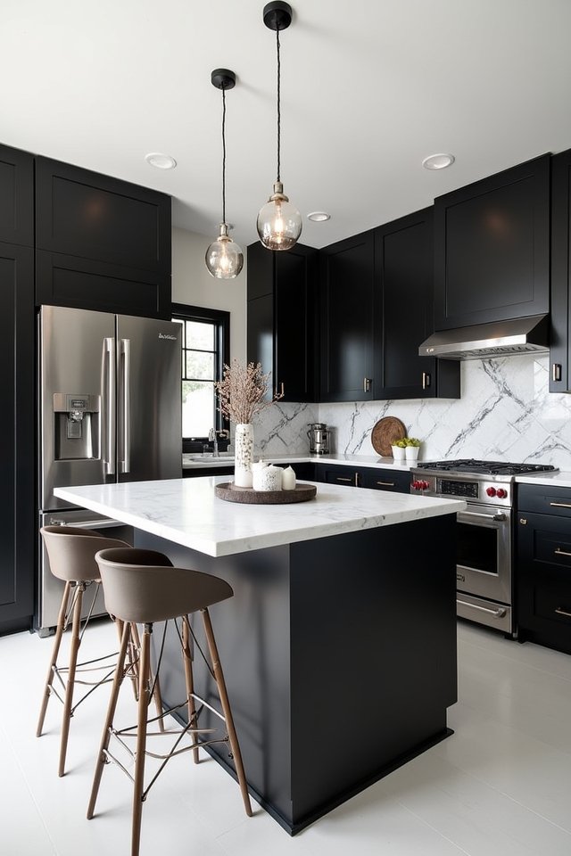 stylish black and white kitchen