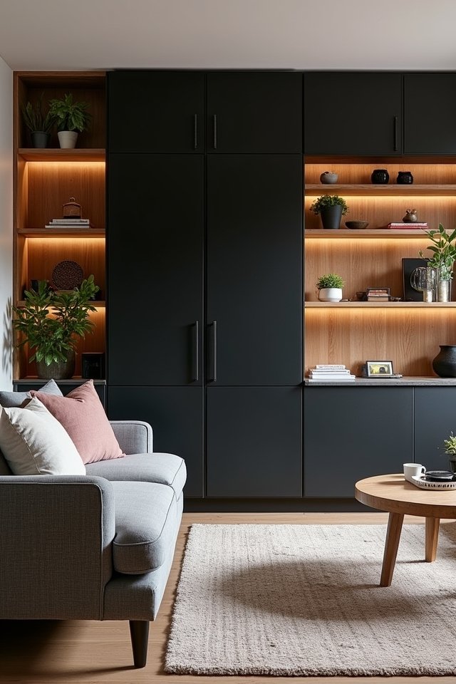 stylish black cabinet storage