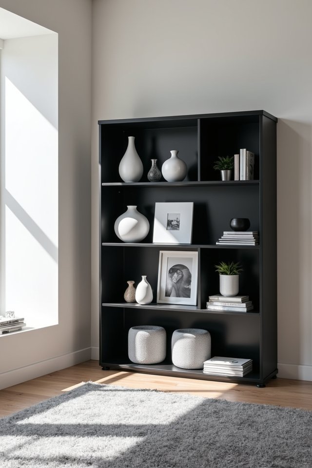 stylish black shelving units