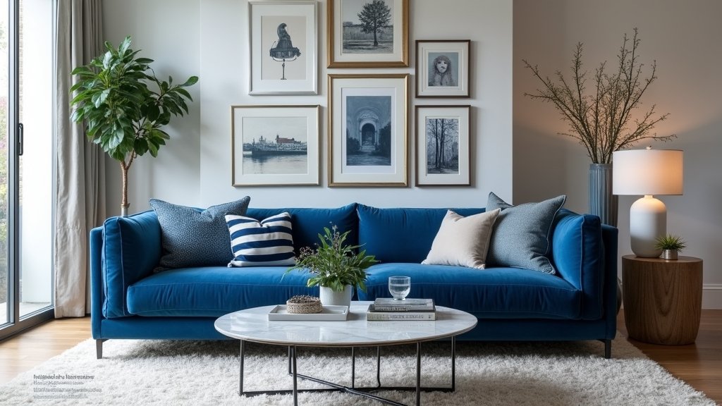 stylish blue sofa decor