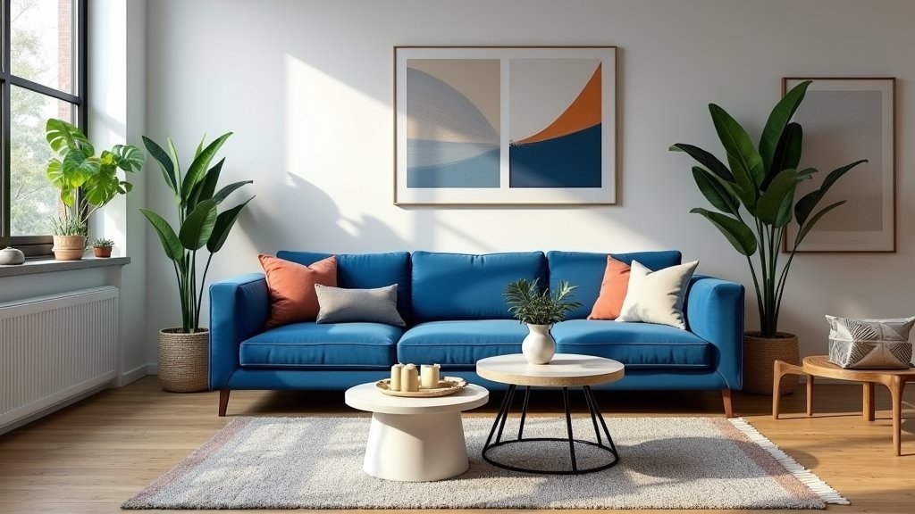 stylish blue sofa decor