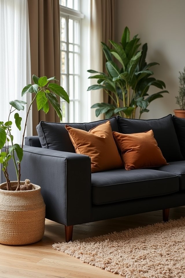 stylish brown plush pillows